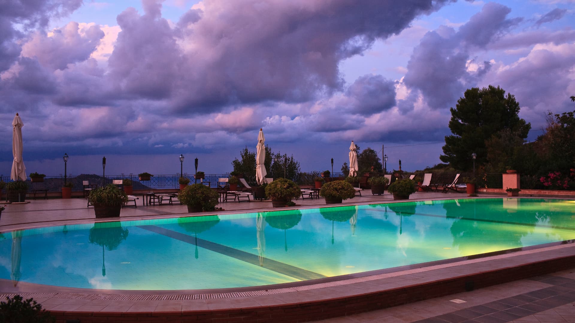 Pool by night, Abbazia Santa Anastasia